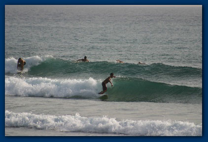 Surfing on the Beach