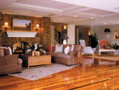 Our Beautiful Lobby With Hardwood Floors And A Cozy Sitting Area With Fireplace