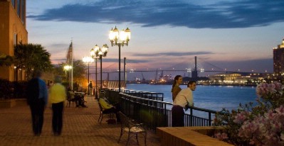 Savannah Marriott Riverfront - The Marriott Riverwalk At Dusk