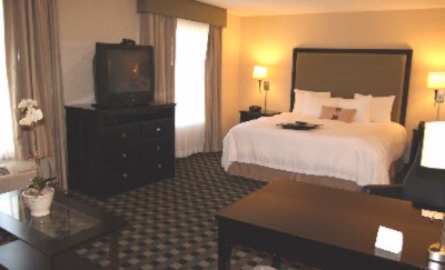 Hampton Inn & Suites Bush Int'l Airport - King Studio Suite - King Size Bed 32 Inch Television Work Desk Sitting Area With A Sofa Bed And A Seperate Bathroom Area.
