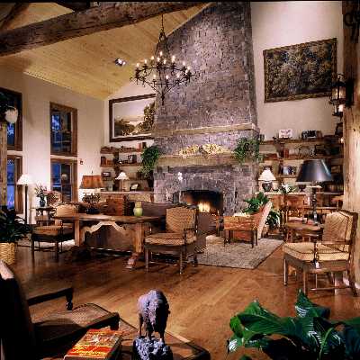 Teton Mountain Lodge & Spa - One Of Two Massive Lobby Fireplaces