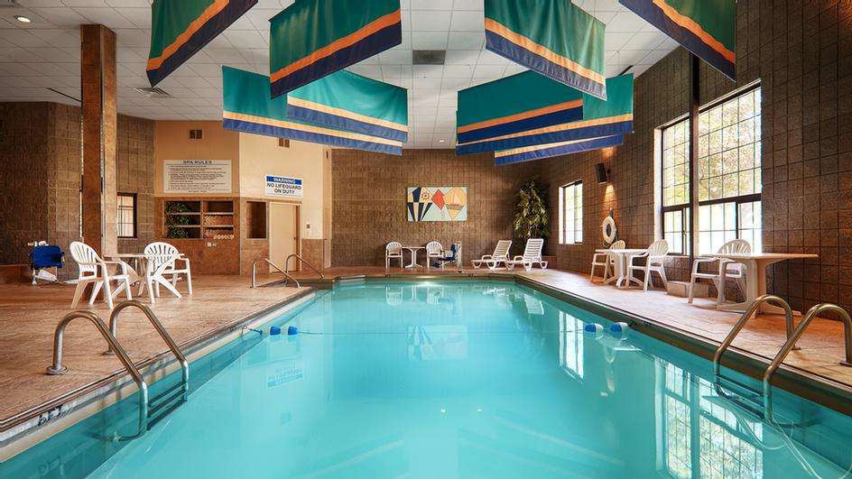 Relaxing Indoor Pool Area With Spa Steam Room And Sauna.