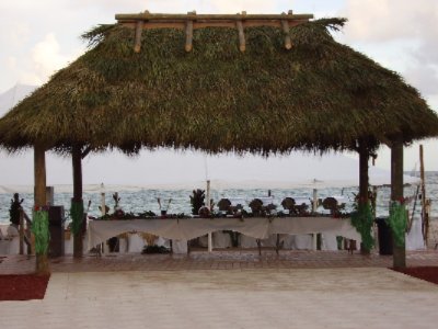 Tiki Hut Set Up For A Buffet