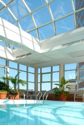Atrium Pool With Outside Terrace Boasting Amazing Downtow Views